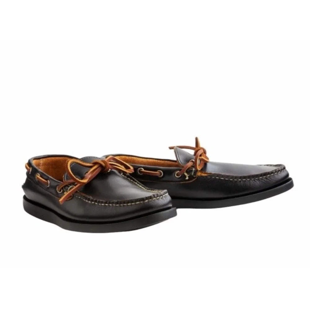 Rancourt Co Gilman Camp Moc 10.5 EE Black Leather Shoes Boat Made In USA Maine